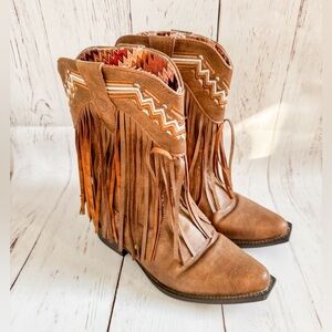 Roper Western Girls Tassel Cowboy Boots Size 1